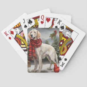 Engelse Setter Hond in Sneeuw Kerstmis Pokerkaarten