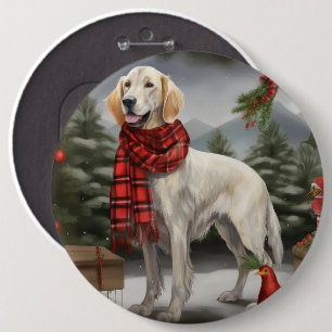 Engelse Setter-hond in Sneeuw Kerstmis Ronde Button 6,0 Cm