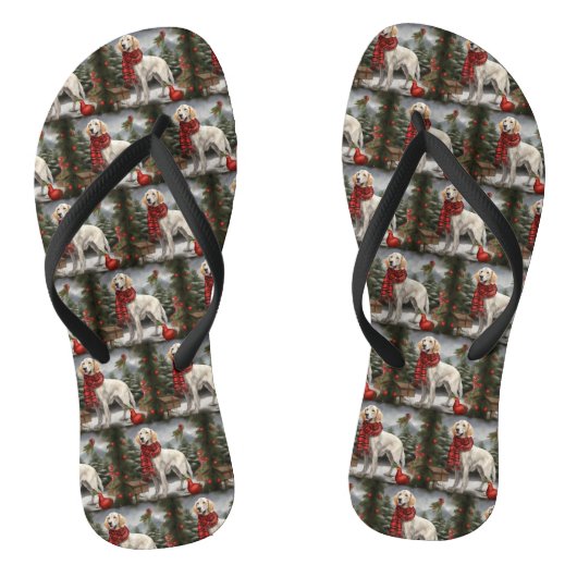 Engelse Setter Hond in Sneeuw Kerstmis Teenslippers (Voetbed)