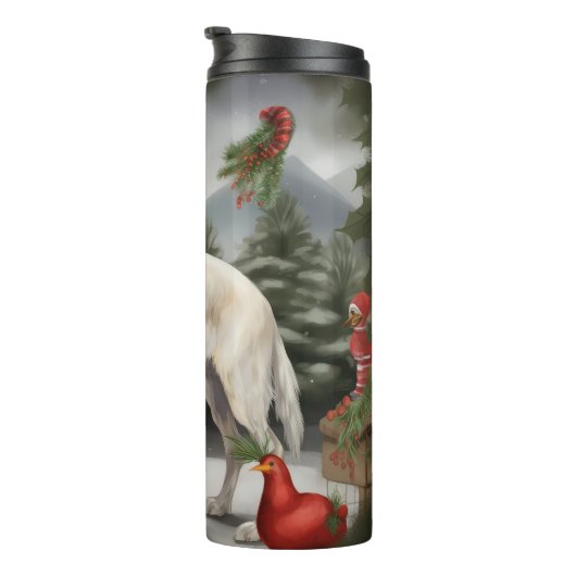 Engelse Setter Hond in Sneeuw Kerstmis Thermosbeker (Geroteerd rechts)