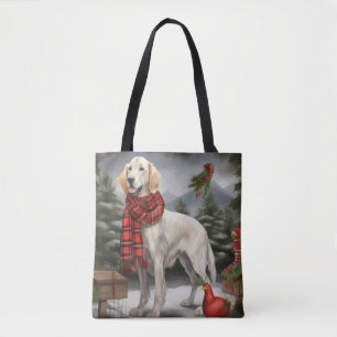 Engelse Setter Hond in Sneeuw Kerstmis Tote Bag