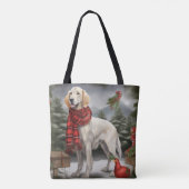 Engelse Setter Hond in Sneeuw Kerstmis Tote Bag (Achterkant)