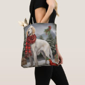 Engelse Setter Hond in Sneeuw Kerstmis Tote Bag (Dichtbij)