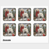 Engelse Setter-hond in Sneeuw Kerstmis Vierkante Sticker (Vel)