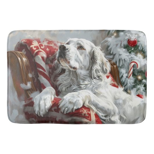 Engelse Setter Hond Kerst Feestelijk Badmat (Voorkant)
