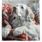 Engelse Setter Hond Kerst Feestelijk Douchegordijn (Voorkant)