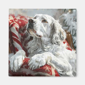 Engelse Setter Hond Kerst Feestelijk Magneet (Voorkant)