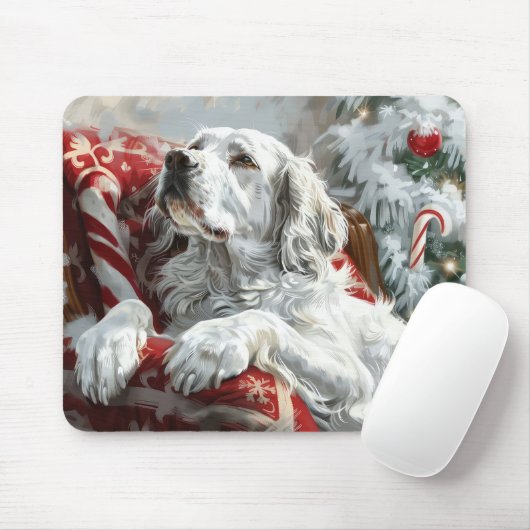 Engelse Setter Hond Kerst Feestelijk Muismat (Met muis)