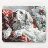 Engelse Setter Hond Kerst Feestelijk Muismat (Voorkant)