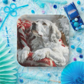 Engelse Setter Hond Kerst Feestelijk Papieren Bordje (Feest)