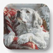 Engelse Setter Hond Kerst Feestelijk Papieren Bordje (Voorkant)