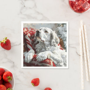 Engelse Setter Hond Kerst Feestelijk Servet