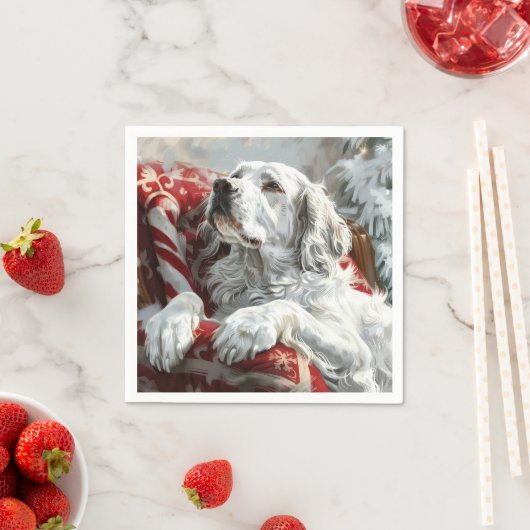 Engelse Setter Hond Kerst Feestelijk Servet (Insitu)