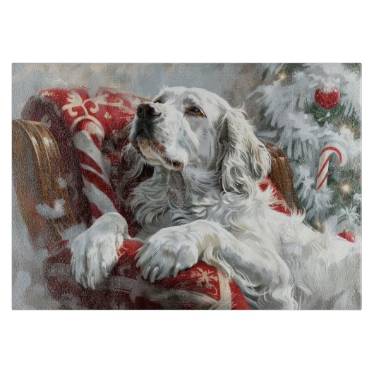 Engelse Setter Hond Kerst Feestelijk Snijplank (Voorkant)