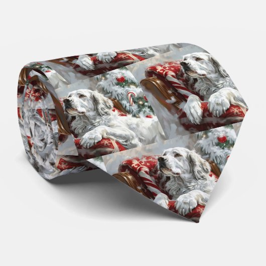 Engelse Setter Hond Kerst Feestelijk Stropdas (Opgerold)