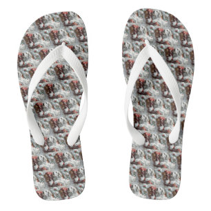 Engelse Setter Hond Kerst Feestelijk Teenslippers