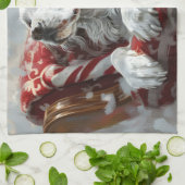 Engelse Setter Hond Kerst Feestelijk Theedoek (Gevouwen)