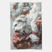Engelse Setter Hond Kerst Feestelijk Theedoek (Verticaal)