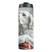 Engelse Setter Hond Kerst Feestelijk Thermosbeker (Voorkant)