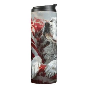 Engelse Setter Hond Kerst Feestelijk Thermosbeker