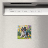 Engelse Setter Hond Lente Bloemen Schilderij Magneet (Insitu (Vaatwasser))