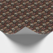 Engelse Setter hond met kerstcadeaus open haard Cadeaupapier (Hoek)