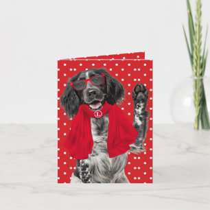 Engelse Setter-hond met rode polka-stippen en mono Kaart
