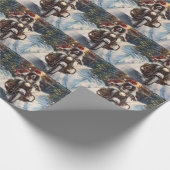 Engelse Setter-hond rijdt op motorfiets met Kerstm Cadeaupapier (Hoek)