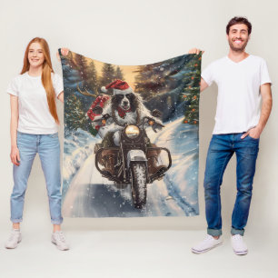 Engelse Setter-hond rijdt op motorfiets met Kerstm Fleece Deken