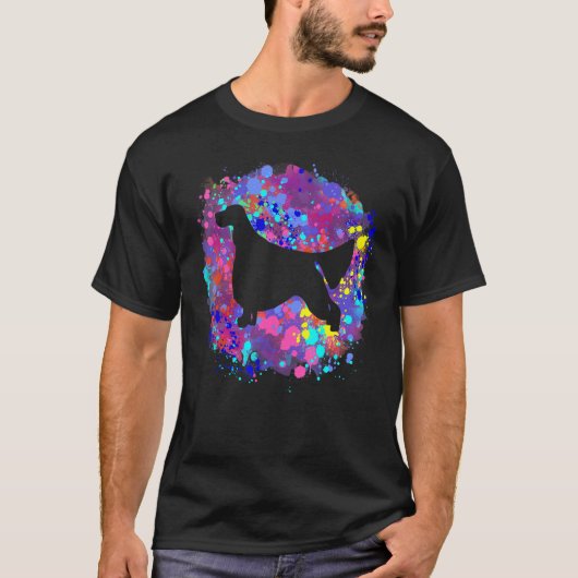 Engelse Setter Hond Roze Waterverf Spat Kunst T-shirt (Voorkant)