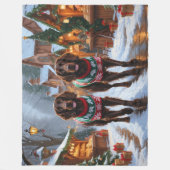 Engelse Setter Honden Kerstmis Sneeuw Vakantie Fleece Deken (Voorkant)