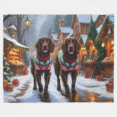 Engelse Setter Honden Kerstmis Sneeuw Vakantie Fleece Deken (Voorkant (Horizontaal))