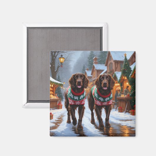 Engelse Setter Honden Kerstmis Sneeuw Vakantie Magneet (Voorkant / Achterkant)