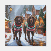 Engelse Setter Honden Kerstmis Sneeuw Vakantie Magneet (Voorkant)