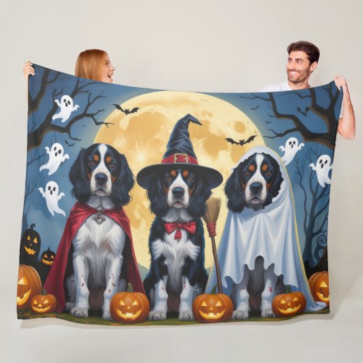 Engelse Setter Honden Pompoen Halloween Grappig Fleece Deken (In situ)