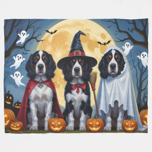 Engelse Setter Honden Pompoen Halloween Grappig Fleece Deken (Voorkant (Horizontaal))