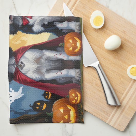 Engelse Setter Honden Pompoen Halloween Grappig Theedoek (Quarter Fold)