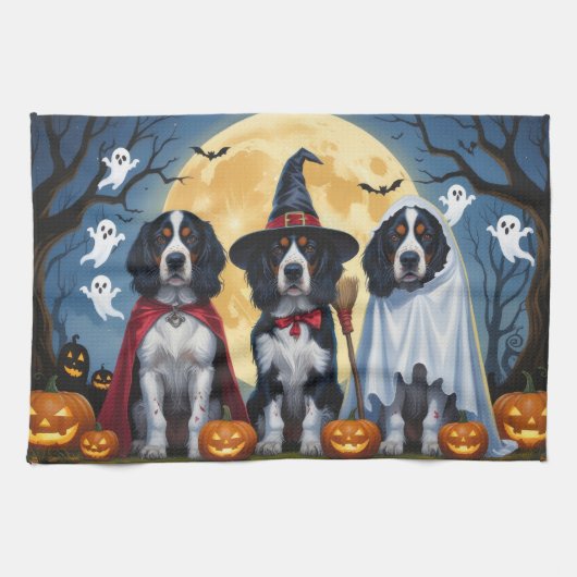 Engelse Setter Honden Pompoen Halloween Grappig Theedoek (Horizontaal)