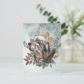 Engelse setter, houtsnip jacht, kunst briefkaart (Staand voorkant)