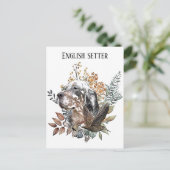Engelse setter, houtsnip jacht, kunst briefkaart (Staand voorkant)
