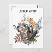 Engelse setter, houtsnip jacht, kunst briefkaart (Voorkant / Achterkant)