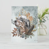 Engelse setter, houtsnip jacht, kunst kaart (Staand voorkant)