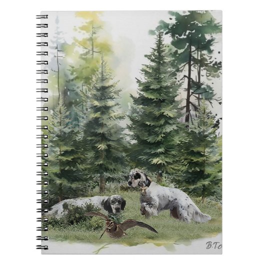 Engelse setter, houtsnip jacht, kunst notitieboek (Voorkant)