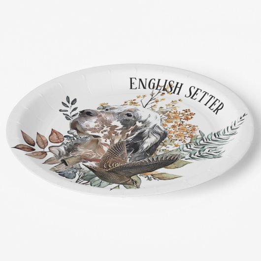 Engelse setter, houtsnip jacht, kunst papieren bordje (Gekanteld)