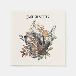 Engelse setter, houtsnip jacht, kunst servet