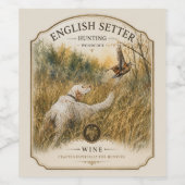 Engelse Setter, houtsnip jacht Wijn Etiket (Enkel label)