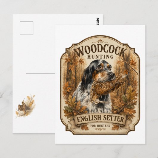 Engelse Setter, houtsnip jagen Briefkaart (Voorkant / Achterkant)