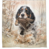 Engelse Setter, Houtsnip Jagen ,Hond Kunst Douchegordijn (Voorkant)