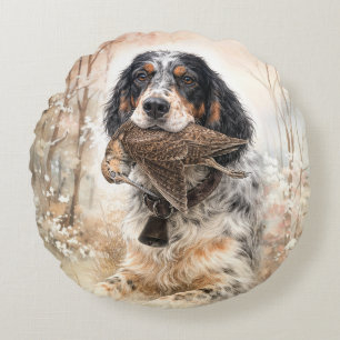 Engelse Setter, Houtsnip Jagen ,Hond Kunst Rond Kussen