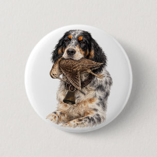 Engelse Setter, Houtsnip Jagen ,Hond Kunst Ronde Button 5,7 Cm